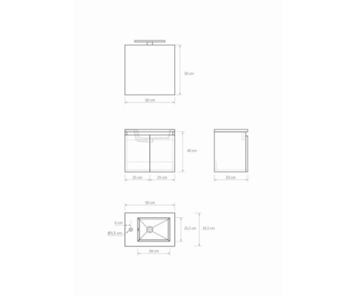 Pack ONET + lavabo + espejo + foco LED