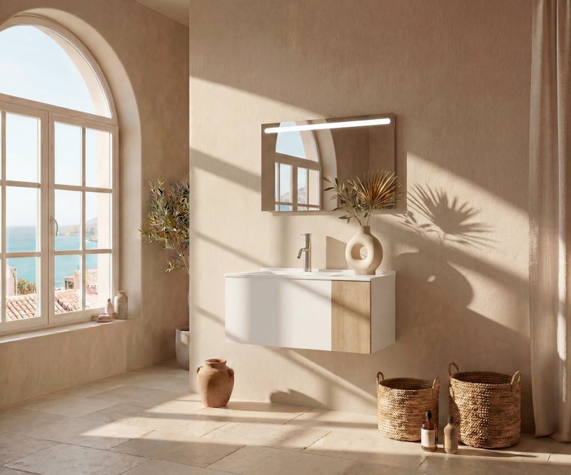 Pack YVOIRE + lavabo + espejo LED