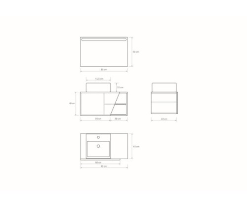 Pack CANNES + espejo LED + lavabo